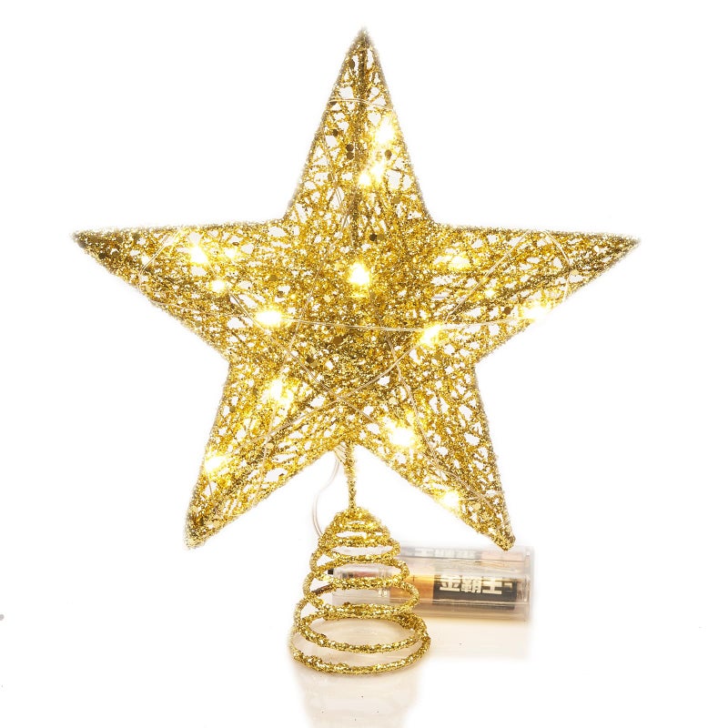 Emopeak 20 LED Christmas Tree Topper, 8 x 10 Inch Indoor Iron Art Star Treetop Light, Two Modes (Keep Light ON/Flash) (Gold, 8"/20CM) - Image 1